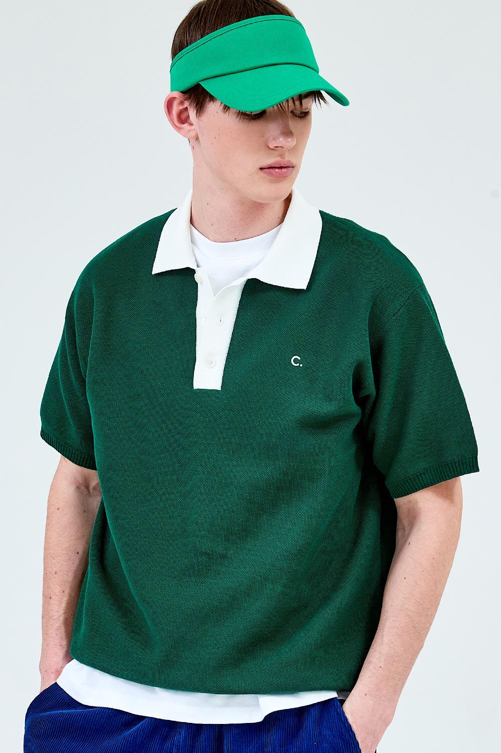 clove - [23SS clove] Logo Collar Knit_Men (Dark Green)