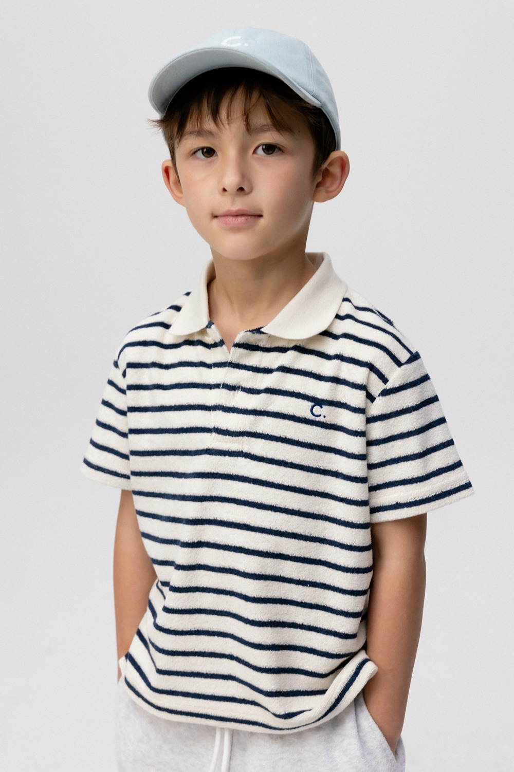 clove - [24SS clove] Stripe Terry Polo Shirt_Kids (Ivory)