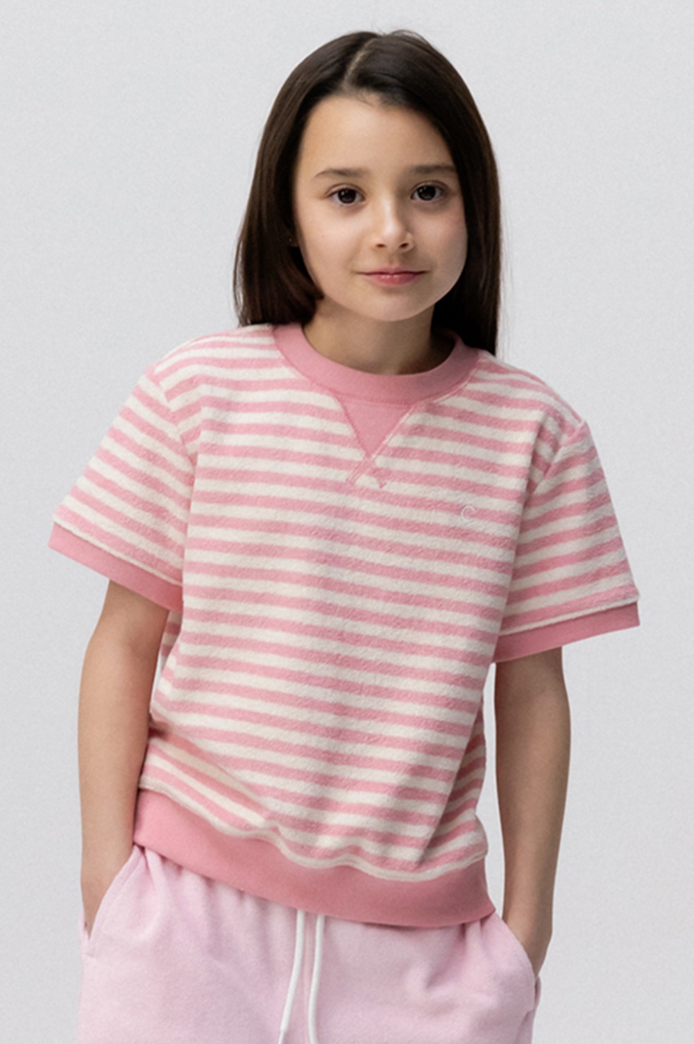 clove - [24SS clove] Candy Stripe Terry T-Shirt_Kids (Pink)