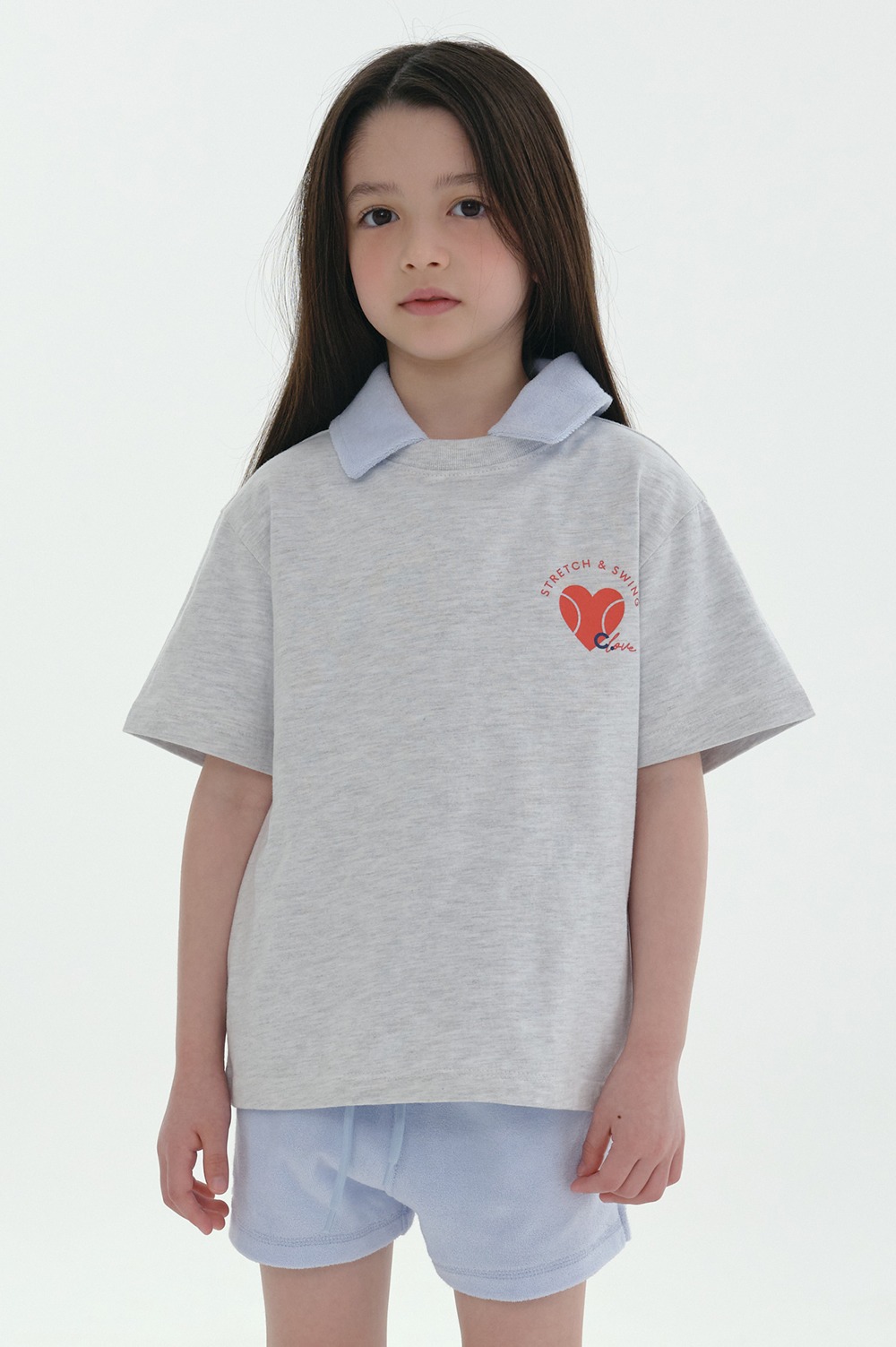clove - [24SS clove] Heart T-shirt_Kids (Light Grey)